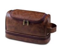 Shcnlery Personalized Toiletry Bag for Men,Premium Quality Durable and Stylish Travel Organizer for Travel, Grooming and Personal Care,Waterproof Leather Dopp Kit Gifts for Men, Reddish Brown, L,