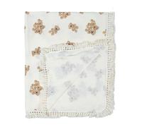Personalized Cotton Baby Blanket with Teddy Bear Design, Perfect for Newborns and Toddlers, Boho Tassel Accents, Versatile for All Occasions