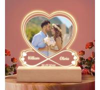 Personalized Couple Gifts for Girlfriend Boyfriend, Custom Acrylic Plaque Printed with Photo, Customized Picture Frame With LED Night Light, Birthday Christmas Valentine's Day Gift