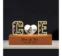 Personalized Couple Letter Photo Frame Light Custom Birth Month Flowers Acrylic Lamp You and Me We Got This LED Night Light Couple Initials Acrylic Frame Sign Gift for Valentine's Day Birthday