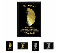 Personalized Couple Moon Phase Canvas Poster Custom This is What the Moon Looked Like the Day I Saw You First Time Wall Art Sign I Love You Moon Phase Real Foil Frame for Love Family Girlfriend