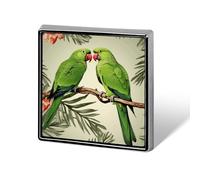 Personalized Couple Parrots Olive Lapel Pin for Men Women Cute Funny Square Brooch for Ease And Safe Aluminum Alloy Brooches Suit Dress Accessories Wedding Party