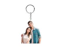 Personalized Couple Photo Cartoon Keychain for Boyfriend Girlfriend Husband Wife Custom Cartoon Portrait Acrylic Keychain Novelty Key Chains Couples Matching Key Ring for Anniversary Valentine's Day