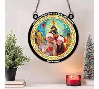 Personalized Couple Photo Name Suncatcher for Window Wall Xmas Tree Custom From Our First Kiss Till Our Last Breath Christmas Suncatcher Couple Hanging Ornament Anniversary Wedding Gift for Him Her
