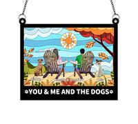 Personalized Couple Suncatcher Ornament You & Me And The Dogs, Custom Camping Partners Window Hanging Sun Catcher, Christmas Birthday Housewarming Valentine's Day Gift for Couples Wife Husband
