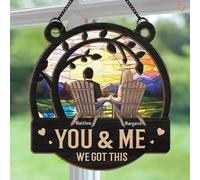 Personalized Couple Suncatchers for Windows Hanging, Acrylic Hanging Decoration for Couple, Long Distance Driendship Gifts, for Couple, 'You and Me We Got This'