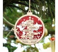 Personalized Couple Travel Adventures Christmas Ornament Custom 1-20 Traveling Destination Ornament with Name Travel Themed Christmas Tree Decor Vacation Keepsake Gift for Travelers Adventurers,01