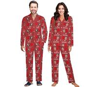 Personalized Couples Matching Pajamas His and Hers Custom Photo Long Pjs Set Women Men Valentine's Day Funny Gifts I Love My Wife I Love My Husband Pajamas Set Long Sleeve Button Down Sleepwear