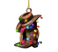 Personalized Cowboy Boots & Hat Acrylic Car Ornament - Country Western Christmas Decor for Cowgirls & Cowboys