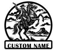 Personalized Cowboy & Cowgirl Metal Sign - Custom Western Horse Riding Wall Art - Rustic Ranch Decoration for Farmhouse, Barn, or Outdoor Spaces (Style-5)