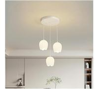 Personalized Cream Wind White Ceiling Hanging Lamp with E14*3 for Bar Dining Room Lights Modern Simple Chandelier Scandinavian Creative Flowers Pendant Light (Size : A) Star of One (One Color B)