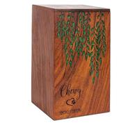 Personalized Cremation Urns for Dog Ashes - Rosewood Engraved Pet Urn - Handcrafted Epoxy Resin Wooden Urn for Pet Memorial - Green Leaves Design, X-Large 11"x6"x6" Holds Up to 260 lbs