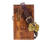 Personalized Cremation Urns for Dog Ashes - Rosewood Engraved Pet Urn - Handcrafted Epoxy Resin Wooden Urn for Pet Memorial - Black Leaves Design, Medium 8"x4.75"x4.75" Holds Up to 100 lbs