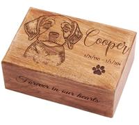 Personalized Cremation Urns for Dogs Ashes, Wooden Pet Memorial Keepsake Urns, Photo Engraved Pet Cremation Urn - Burnt Wood