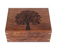Personalized Cremation Urns for Pets, Adult, Male Female, Wooden Tree of Life Urns for Ashes Men Women Pets Urn Burial Funeral Memorial Urns for Ashes - Medium (8"x6"x3.5") - 100 lbs or 45 Kg