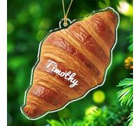 Personalized Croissant Bread Christmas Ornament 2025, Unique Croissant Bread Shaped Xmas Ornament Gift for Birthday Thanksgiving, Customized Name Pastry Lover Ornaments for Men Women Dad Mom Family