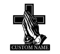 Personalized Cross Metal Sign - Custom Christian Family Name Plaque, Split Letter Wall Art, Rustic Home Decor, Durable Indoor/Outdoor Gift (Style-8)
