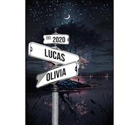 Personalized Crossroads Sign Couple's Name And Date On Street Sign Poster Or Canvas Prints Love Gift For Anniversary, Wedding Gift, Street Poster With Custom Names Wall Art UK. (Style 5)
