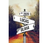 Personalized Crossroads Sign Couple's Name And Date On Street Sign Poster Or Canvas Prints Love Gift For Anniversary, Wedding Gift, Street Poster With Custom Names UK (Style 13)