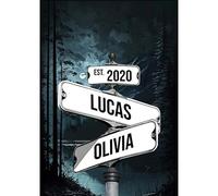 Personalized Crossroads Sign Couple's Name And Date On Street Sign Poster Or Canvas Prints Love Gift For Anniversary, Wedding Gift, Street Poster With Custom Names UK (Style 3)