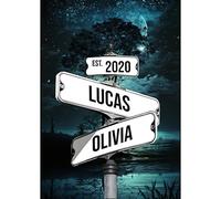 Personalized Crossroads Sign Couple's Name And Date On Street Sign Poster Or Canvas Prints Love Gift For Anniversary, Wedding Gift, Street Poster With Custom Names Wall Art UK. (Style 1)