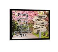 Personalized Crossroads Street Sign Family Names Vintage Street Sign Poster Canvas Custom Family A Little Bit Of Crazy Poster Canvas Family Road Sign Family Wall Decor Gifts,Style 3