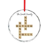 Personalized Crossword Family Name Puzzle Ornament, Custom Family Name Glass Crystal Ornament, Family Crossword Art, Personalized Family Christmas Ornament Gifts Crossword Puzzle Name Ornaments