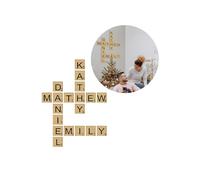 Personalized Crossword Family Name Puzzle Scrabble Tiles for Wall Decor, Personalized Crossword Letters Wood Sign Plaque, Family Crossword Art, Large 5x5 Scrabble Wall Tiles
