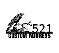 Personalized Crow Address Signage, Custom Raven House Number, Gothic Yard Art, Outdoor Wall Display, Nature Themed Decor,Outdoor Decor (Style-3)