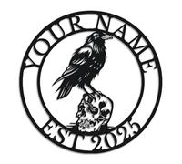 Personalized Crow Metal Sign, Custom Name Gothic Wall Art, Raven Themed Decor, Mystical Home Accent, Outdoor Garden Plaque, Nature Lover Present (Style-4)