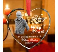 Personalized Crystal Glass Memorial Ornament, My Mind Still Talks to You Keepsake Gift with Photo for Sympathy Christmas Decor