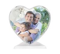 Personalized Crystal Glass Photo Frame DIY Plaque Photo Print Heat Transfer Crystal Desk Decor Customised Transparent rHeart-shape Photo Frame for Birthday Wedding Valentine's Day Birthday Xmas Gift