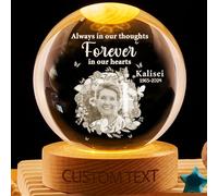Personalized Crystal Globe Lamp Memorial Keepsake - Custom Photo & Name Night Light Always in our thoughts Sympathy Gift for Family Mom Dad, Home Decor Snow Globe for Christmas Birthday