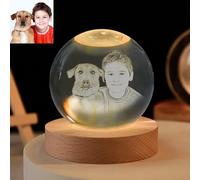 Personalized Crystal Ornament Ball with Night Light, Custom Engraved Crystal Ball Night Light for Home Decorations, Christmas/Birthday/Mother's Day Best Gift for Family Baby Mom Dad Friends