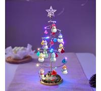 Personalized Crystal Spiral Christmas Tree with Xmas Star Treetop Custom 1-15 Names Family Snowman Metal Christmas Tree Led Lights Gifts