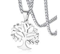 Personalized Custom 3 Names Necklace with Family Tree Pendant Engraving Silver Necklaces for Kids BFF Necklace Family Necklace Memorial Gift