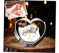Personalized Custom 3D Crystal Photo Heart, Add Engraved Picture Text Name Desigh Gift, for Women Men Kids Birthday Wedding Memorial Valentine's Christmas