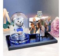 Personalized Custom 3D Photo Engraved Inside The Crystal Night Light Family Baby Mother Lover Daddy Day Gift Bear 13cm x 16cm