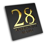 Personalized Custom Acrylic Modern House Numbers Sign Door Address Street 3D Letter Number Plaques Outdoor Name Home Decor Plate 20 * 20cm (Black Gold)