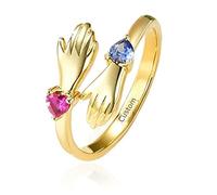 Personalized Custom Birth Stone Hug Ring for Women, Personalized Adjustable Birthstone Rings, Custom Inner Engraving Birthstone Hug Ring for Women, for Wife Mom Grandma Daughter