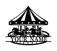 Personalized custom carousel metal wall decoration,Carousel Horse metal wall art, Magical Home Wall Sculpture, Funny Carousel Metal Wall Art, Carousel birthday gift, Carousel Lover gift (Carousel D)