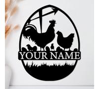 Personalized Custom Chicken Coop Name Sign,Personalized Metal Hen House Docer,Custom Rooster Yard Wall Art,Metal Farm Name Sign (Style A)
