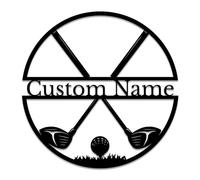 Personalized Custom Crossed Golf Metal Wall Art,Personalized Golfer Name Sign Decoration For Room,Hole Golf Club Decoration (Golf C)