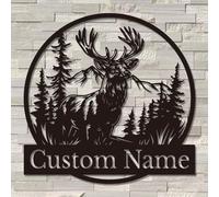 Personalized Custom Deer Metal Wall Art, Deer Name Sign Decoration, Deer Metal Signs Plaques, Personalized Outdoor Deer Sign, Hunting Gifts, Nature Wall Art for Wildlife Lovers (Deer B)