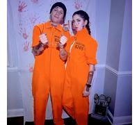 Personalized Custom Digital Print Orange Prison Jumpsuit Halloween Cosplay Costume For Adults Men Women Inmate Convict Boiler Suit Party One-piece Prisoner Suit (L (180-185CM))