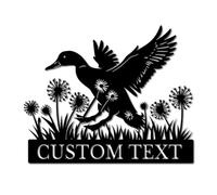 Personalized Custom Duck Metal Wall Signs,Custom Duck Name Sign for Lake House, Outdoor Bird Lover Gift, Rustproof Black Metal Plaque Decor (Style-3)
