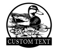 Personalized Custom Duck Metal Wall Signs,Custom Duck Name Sign for Lake House, Outdoor Bird Lover Gift, Rustproof Black Metal Plaque Decor (Style-1)