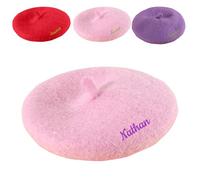 Personalized Custom Embroidered Name Wool Pet Beret Suitable For Cats And Dogs, Pet hat (Pink)