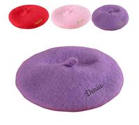 Personalized Custom Embroidered Name Wool Pet Beret Suitable For Cats And Dogs, Pet hat (Purple)