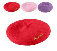 Personalized Custom Embroidered Name Wool Pet Beret Suitable For Cats And Dogs, Pet hat (Red)